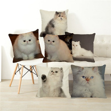 XUNYU Cushion Cover Cute Pet Persian Cat Decorative Pillowcase Linen Pillow Cover Sofa Car Decoration Pillowcase 45x45cm D0098 2024 - buy cheap