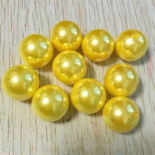 Frete grátis! 20mm 110 da cor amarela acrílica contas de pérola grânulos de bola volumosa para colar volumoso jóias 2024 - compre barato