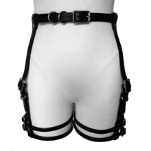 Fashion Women sexy erotic harness leather belt bondage lingerie suspender belt gothic punk Faux Leather metal O-ring leg garters 2024 - buy cheap