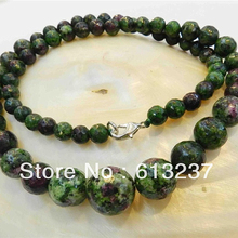 Fashion faceted round beads 6-14mm red green stone zoisite chain strand necklace for women charms jewelry 18inch MY4201 2024 - buy cheap