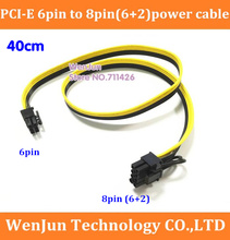 Топ продаж GPU 6 Pin PCIE Male TO 8Pin (6 + 2) PCI-E мужской кабель расширения питания 18AWG видеокарта ленточный кабель 40 см 2024 - купить недорого