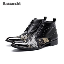 Batzuzhi Luxury British Style Men Ankle Boots Genuine Leather Motorcycle Cowboy Boots Men Leather Boots Botas Hombre, Big US6-12 2024 - buy cheap