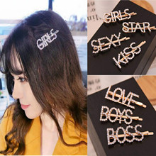 1PC Bling Letter Hairpins Headwear for Women Girls Hair Clips Pins Barrette Tools Hair Accessories 2024 - buy cheap