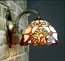 Tiffany stained glass stitching design wall lamp retro corridor decoration plating green bronze LED E27 bulb indoor lighting 2024 - buy cheap