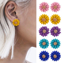 HOCOLE 2019 Fashion Flower Stud Earrings For Women Korean Style Sweet Metal Stud Earring Female Summer Beach Party Jewelry 2024 - buy cheap