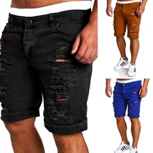 New Arrive 2022 Summer Male Korean Version Shorts Pants Knee Length Jeans Men's Leisure Holes Washed Silm Denim Shorts 2024 - buy cheap