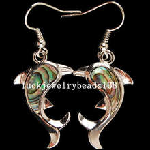 Free Shipping Women Fashion Jewelry New Zealand Ablone Shell Dolphin Earrings 1Pair C1990 2024 - buy cheap