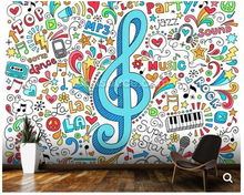 Custom baby wallpaper,Groovy Music Doodles cartoon murals for children's room sofa TV background, decorative wallpaper 2024 - buy cheap