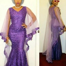 Vestidos de Noche nigerianos para mujer, vestido de noche elegante, largo de encaje, Formal 2024 - compra barato