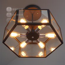 Industrial Loft Edison Fan Retro Glass Box Ceiling Light Iron Lamp Cafe Bar Dining Room Club Coffee Shop Restaurant Store 2024 - buy cheap