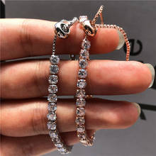 10 Colors New Fashion Female Crystal Round Zircon Bracelet Silver Color Rose Gold Wedding Bracelet Charm Bracelets For Women 2024 - buy cheap