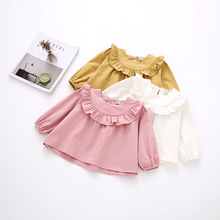Blusa de algodão de manga longa, camisa rosa para meninas, camisa casual de princesa para crianças 2024 - compre barato
