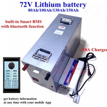 Batería de iones de litio de 72V, 80Ah, 100Ah, 130Ah, 150Ah, BMS con bluetooth para inversor EV, fuente de alimentación, autocaravana, robot RV + cargador de 10A 2024 - compra barato