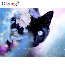 Pintura completa de diamante de gato glymg, ponto cruz, animal, bordado, quadrado, strass, decoração de casa europeia 2024 - compre barato