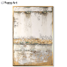 Pintura a óleo abstrata dourada à mão, tela grande paleta 3d pinturas para sala de estar moderna abstrata arte de parede 2024 - compre barato