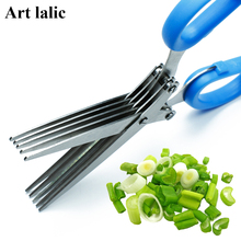 Steel 5 Layers Blade Herb Scissors Multifunctional Kitchen Knives Sushi Shredded Scallion Cut Herb Spices Scissors Cooking Tools 2024 - buy cheap