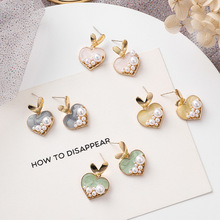 2019 Korean New Design Hot Sale Fashion Jewelry Double Love Earrings Personality Craft Drop Oil Pearl Earrings for women gift 2024 - buy cheap
