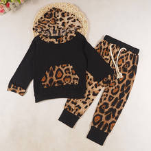 Children kids baby girl clothes set  Long Sleeve Leopard Print Tracksuit Top + Pants Outfits boutique clothing Set Tracksuit 2024 - buy cheap