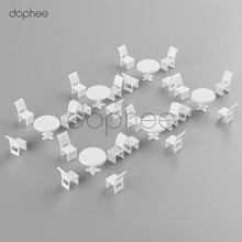 dophee 10 sets White Round Dining Table Chair Settee Railway Model 1:50 model building kit railway modeling 2024 - buy cheap