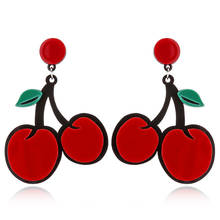European Fashion Acrylic Watermelon Cherry Stud Earrings For Women Night Club Jewelry 2024 - buy cheap