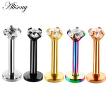 Alisouy 1PC women Labret Colors Zircon  Labret Stud Lip Piercing Ear Cartilage Tragus Helix Ring Charming body Jewelry 2024 - buy cheap