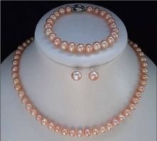 FREE shipping>>>>>>7-8mm Pink Akoya Pearl Necklace Bracelet Earring Sets FR294 2024 - buy cheap
