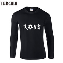 TARCHIA-Camiseta con estampado de amor para hombres, camisa de manga larga ajustada con cuello redondo, Tops de marca a la moda, otoño 2024 - compra barato