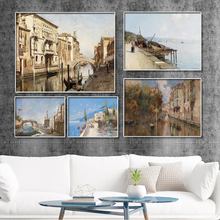 Home Decoration Print Canvas Picture Wall Art Paintings Oil Unframed Drawings Oil painting, water city, Venice architecture 2024 - buy cheap