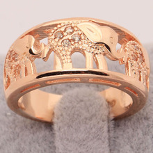 Новое Кристальное кольцо с изображением слона животных розового золота для женщин, уникальные кольца для вечеринки, помолвки, классические ювелирные изделия, подарки, хит продаж 2024 - купить недорого