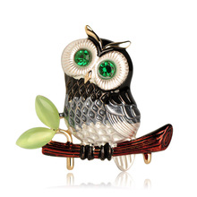 FUNMOR Vivid Big Eyes Owl Shape Brooch Gold Color Enamel Multi Color Bird Brooches Pins Opal Crystal Women Kid Animal Suit Badge 2024 - купить недорого
