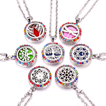 Colored Zircon Aroma locket Necklace Magnetic Stainless Steel Aromatherapy Essential Oil Diffuser Perfume Locket Pendant Jewelry 2024 - buy cheap