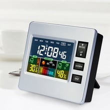 Desktop colorido lcd digital snooze despertador medidor de umidade temperatura relógio 2024 - compre barato