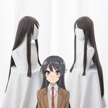 wig Seishun Buta Yarou wa Bunny Girl Senpai no Yume wo Minai Mai Sakurajima 80cm Dark Gray Synthetic Hair Cosplay Wigs 2024 - buy cheap