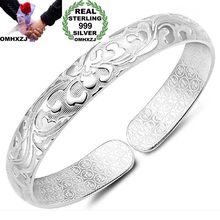 Hxomzj pulseira de prata esterlina feminina, pulseira hxomzj para mulheres e meninas, para festa de casamento, presente de flores e s999 2024 - compre barato