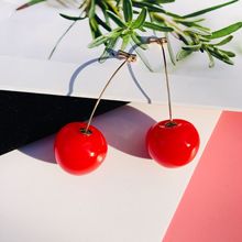 2019 New Sweet Romantic Girl Resin Red Cherry Cherries Long Earrings Wild Holiday Wedding Accessories Earrings Ear Jewelry 2024 - buy cheap