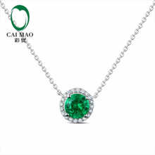 CaiMao Natural 1.23 ct Emerald 18KT/750 White Gold 0.16 ct Round Cut Diamond Jewelry Pendant Gemstone 2024 - buy cheap