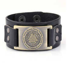 2018 Hot Sale Women Men Leather Bracelet Viking Style Valknut And Ancient Nordic Runes Amulet Choose Dropshipping 2024 - buy cheap