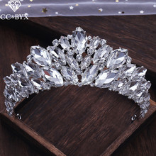 CC wedding jewelry crown tiara hairbands luxury shine cz stone engagement hair accessories for bridal rhinestone headdress XY321 2024 - buy cheap