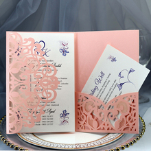 25pcs Elegant Laser Cut Wedding Invitation Cards Greeting Card Lace Favor Print Business With RSVP Cards Decor Party Supplies 2024 - buy cheap