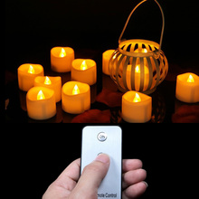 6 pieces Remote wedding tealight , yellow flickering home decorative candles, led kaarsen with remote,battery included 2024 - buy cheap