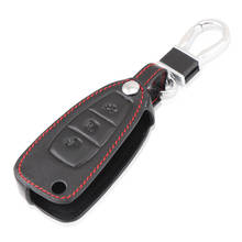 Чехол с кольцом для автомобильных ключей, черный кожаный чехол с 3 кнопками для Ford Focus 3 MK3 MK4 ST New Fiesta Kuga 2024 - купить недорого