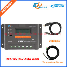 New Viewstar series VS2024BN with USB cable solar portable regulator 20A 20amp PWM controller EPSolar temperature sensor 24V 2024 - buy cheap
