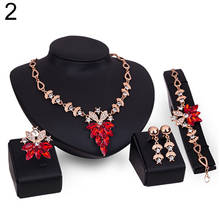 2019 Fashion Women Wedding Crystal Statement Bracelet/Necklace/Earrings/Ring Set Bridal Jewelry Sets High Quality Party Gift 2024 - buy cheap