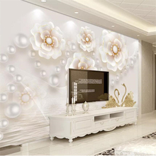 Custom wallpaper 3d stereo photo murals 8d embossed jewel flower modern minimalist European TV background wall papers home decor 2024 - buy cheap