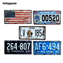 15*30 CM United States Cities License Plates Metal Car Signs Decorative Wall Plaque Vintage Iron Metal Painting For Bar Decor 2024 - buy cheap