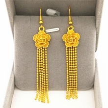 Flower Tassel Long Earrings Yellow Gold Filled Wedding Womens Dangle Earrings Gift Drop Shipping 2024 - buy cheap