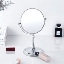 Espejo cromado para maquillaje, espejo redondo giratorio de doble cara, soporte de espejo cosmético, lupa de pie 2024 - compra barato