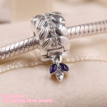 925 Sterling Silver Grains of Energy Clip, Clear CZ & Purple Enamel Beads Fit Original Pandora Charms Bracelet DIY Autumn 2024 - buy cheap