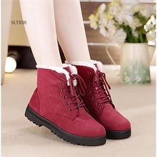 Snow boots 2019 classic heels suede women winter boots warm fur plush Insole ankle boots women shoes hot lace-up shoes woman 2024 - buy cheap