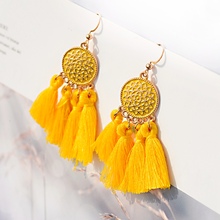 Fashion Women Bohemia Yellow Long Tassel Earrings 2019 Ethnic Boho Summer Flower Alloy Fringe Earrings Dangle Earrings Jewelry 2024 - buy cheap